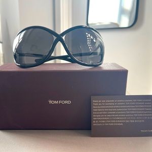 TOM FORD WHITNEY OVERSIZED SOFT ROUND SUNGLASSES - BLACK